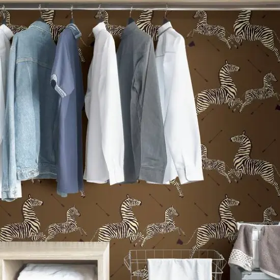 Scalamandre Brown Zebra Safari Peel & Stick Wallpaper {5}