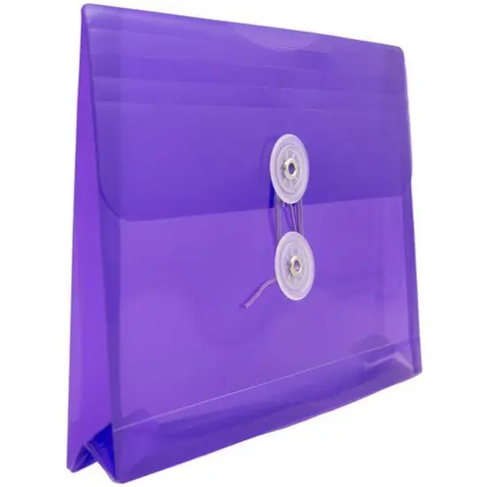 JAM Paper 5.5" x 7.5" Button & String Tie Closure Plastic Envelopes, 12ct. Purple {5}