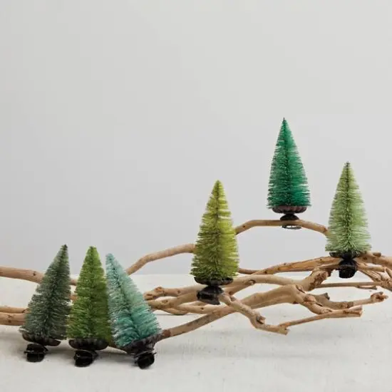 Hello Honey&reg; Green Sisal Bottle Brush Tree Clip-on Ornaments Boxed Set {3}