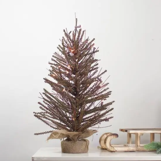 2ft. Pre-Lit Medium Warsaw Twig Artificial Christmas Tree in Burlap Base, Clear Lights {3}