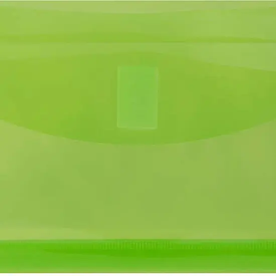 JAM Paper 5.25" x 10" Plastic #10 Hook & Loop Envelopes with 1" Expansion, 24ct. Lime Green {4}