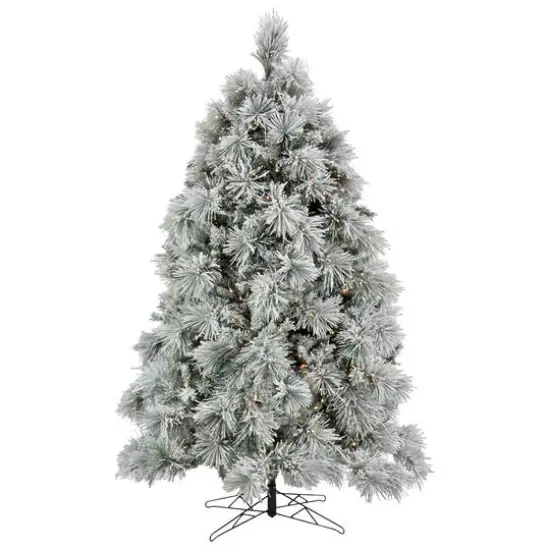7.5ft. Pre-Lit Flocked Bavarian Pine Artificial Christmas Tree, Clear Lights {1}