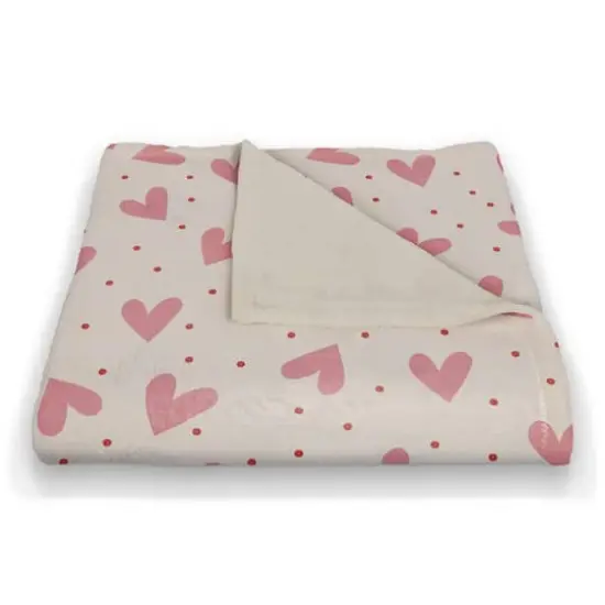 Heart Polka Pattern 50" x 60" Coral Fleece Blanket {3}