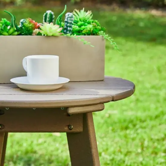 Glitzhome&reg; 20" Outdoor Patio Round Side Table Tan {5}