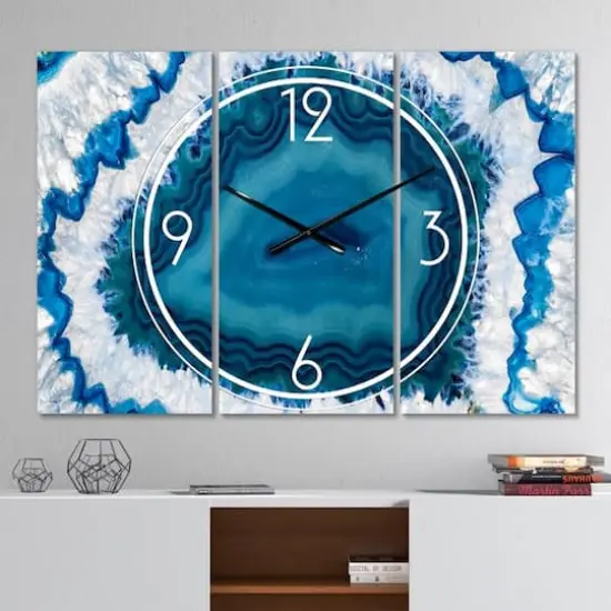 Designart Blue Agate Crystal Multipanel Wall Clock {4}