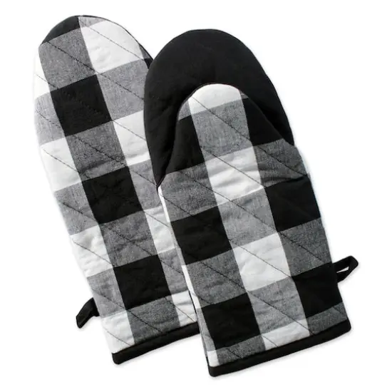 DII&reg; Buffalo Check Oven Mitts, 2ct. Black {1}