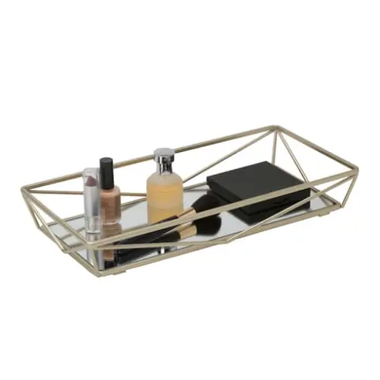 Home Details Gold Geometric Mirrored Vanity Tray {3}