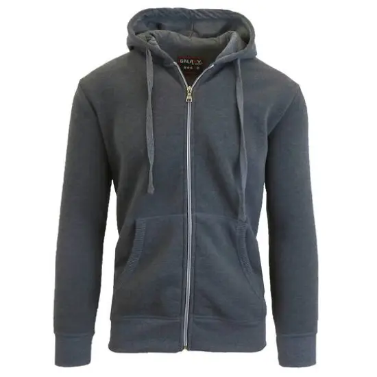 Galaxy by Harvic Boy's Fleece-Lined Zip-Up Hoodie Charcoal {1}