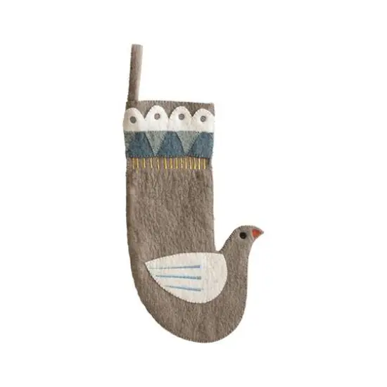 Hello Honey&reg; 18" Wool Felt Dove Shaped Stocking with Applique & Embroidery {1}