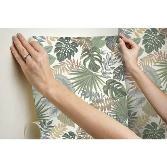 RoomMates Palm Frond Toss Peel & Stick Wallpaper Green/Orange {9}