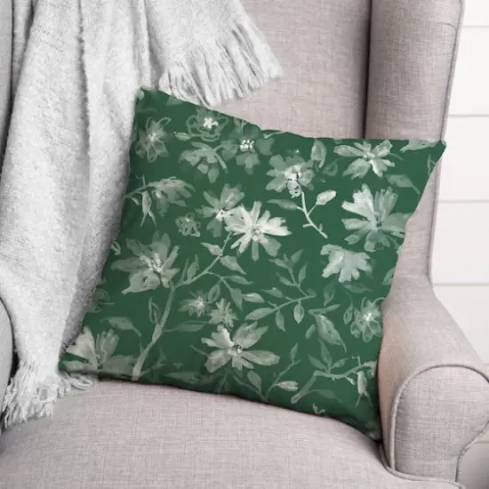 Delicate Floral Print Throw Pillow Green {3}