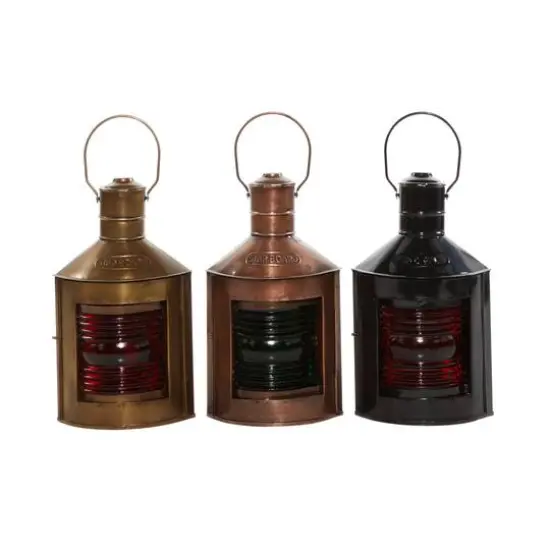 Set of 3" Multi Colored Metal Rustic Lantern, 5" x 11" {1}