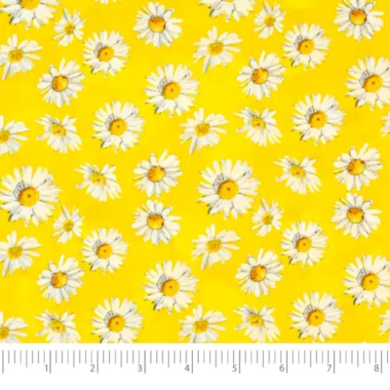 SINGER Small Daisies on Yellow Cotton Fabric {1}
