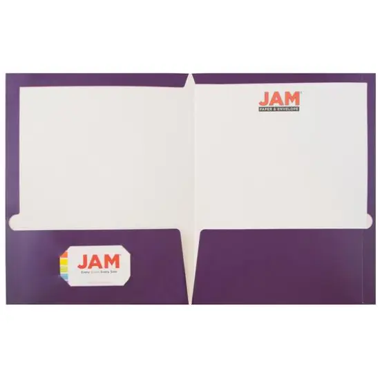 JAM Paper Glossy Laminated Two Pocket Folders, 100ct. Purple {5}