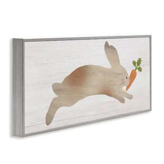 Stupell Industries Rabbit & Carrot Grain Pattern Framed Giclee Art Gray {4}