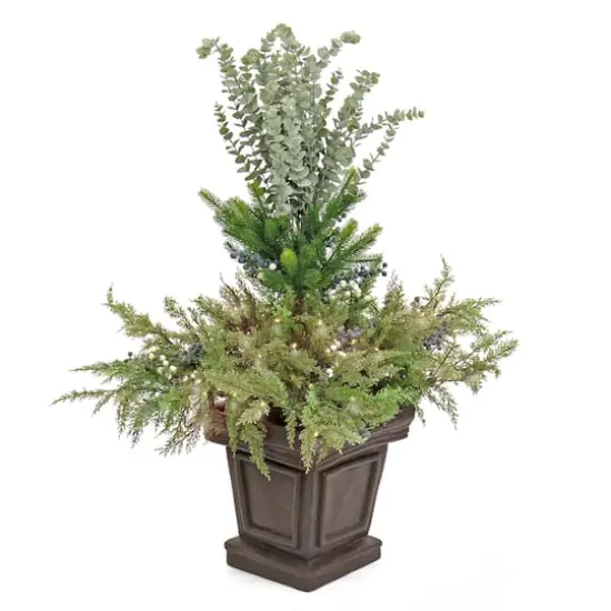 4ft. Green LED Evergreen & Eucalyptus Arrangement in Urn {1}