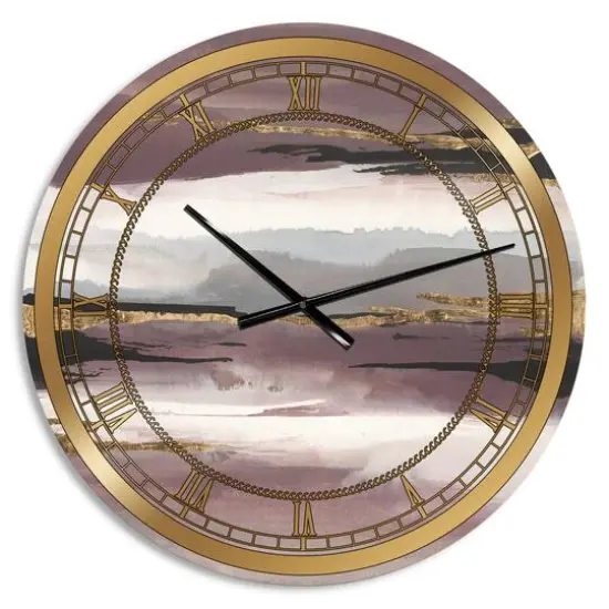 Designart Purple Glam Storm I Glam Wall Clock {1}