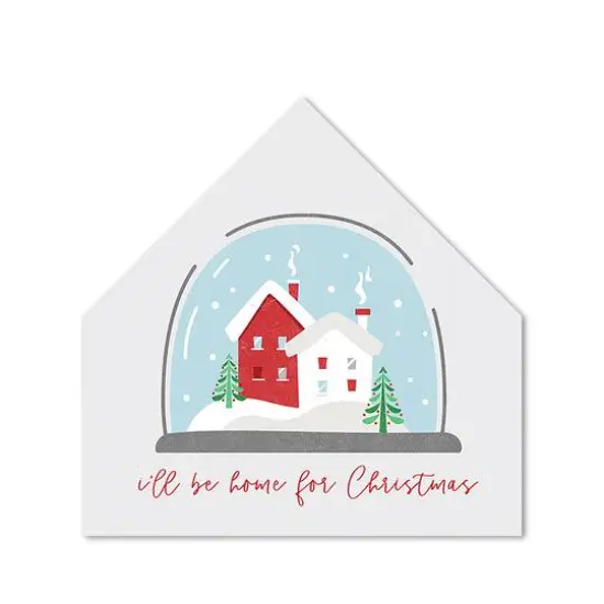 Home Christmas Snow Globe House Shaped Canvas {1}