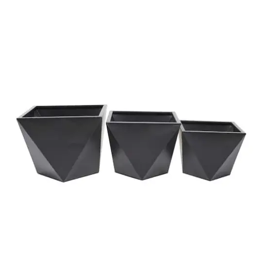 Black Modern Planter, Set of 3" 19", 16", 14" {1}