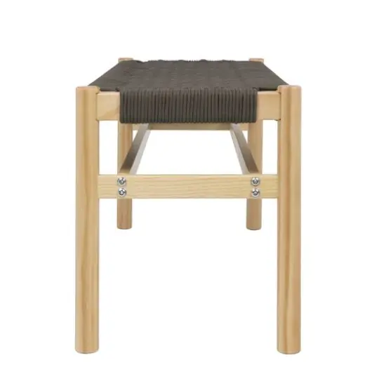 Hello Honey&reg; Fernway 18" Solid Wood and Woven Rope Entryway Bench Moss Green {9}