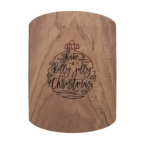 Holly Jolly Christmas Script 11" x 8" Walnut Oval Cutting Board {1}
