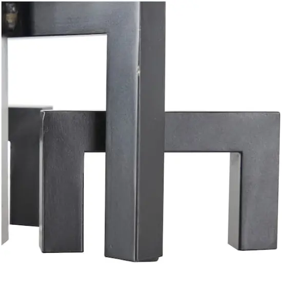 13" Black Metal Geometric Abstract Square Arched Sculpture {5}