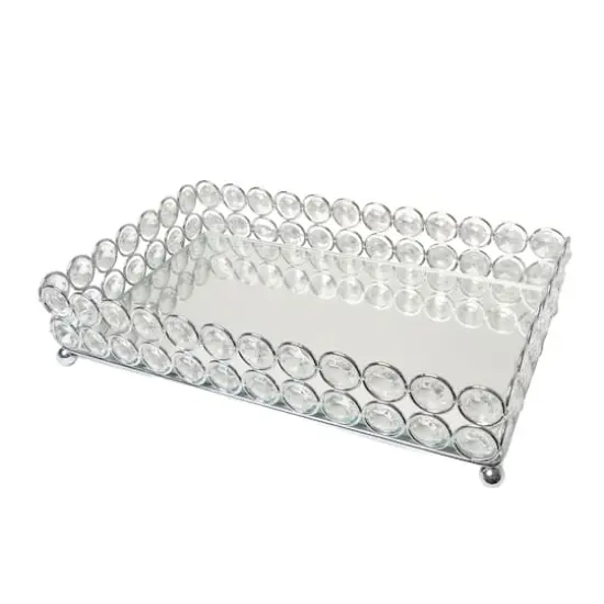 Elegant Designs&trade; 10.5" Chrome Decorative Mirrored Jewelry Vanity Tray {15}