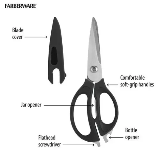 Farberware 4-in-1 Kitchen Shears Black {5}