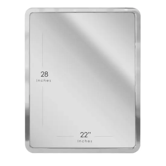 Head West Brushed Nickel 24" x 30" Rounded Edge Framed Accent Vanity Mirror {7}