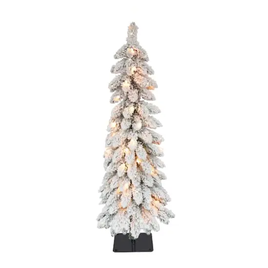 3ft. Pre-Lit Flocked Alpine Artificial Christmas Tree, Clear Lights {1}