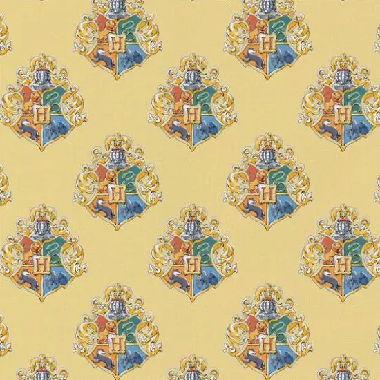 Harry Potter Yellow Watercolor Crest Precut Cotton Fabric {1}