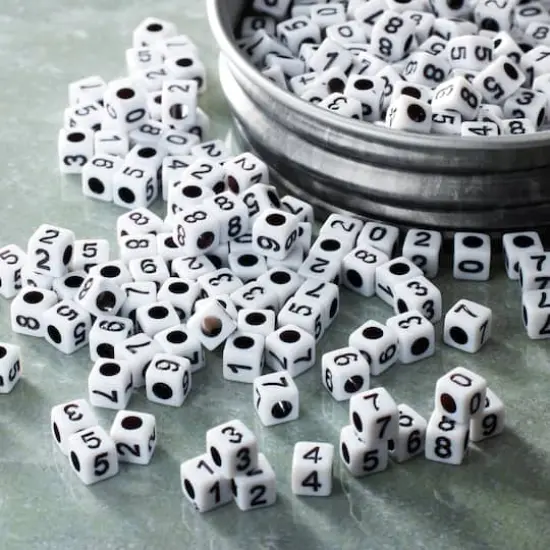 White Number Acrylic Cube Beads, 5mm by Bead Landing&trade; {3}