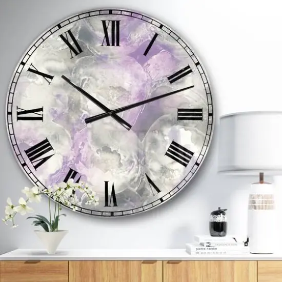 Designart 'Watercolor Minimal Purple Tones Iii Farmhouse Wall Clock {4}