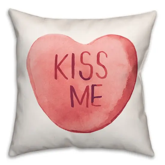 Kiss Me Candy Heart Throw Pillow {1}