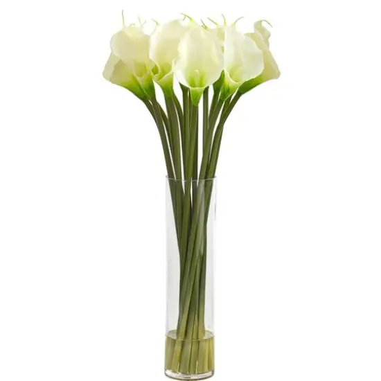 2.3ft. Calla Lily Artificial Arrangement in Clear Container White {1}