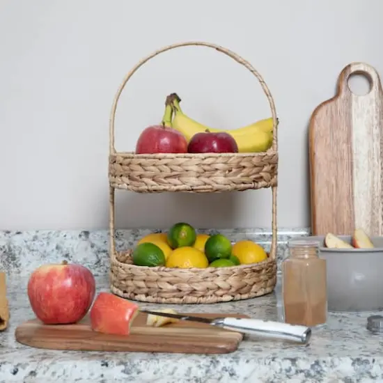 Household Essentials 15" Water Hyacinth 2-Tier Tray {4}