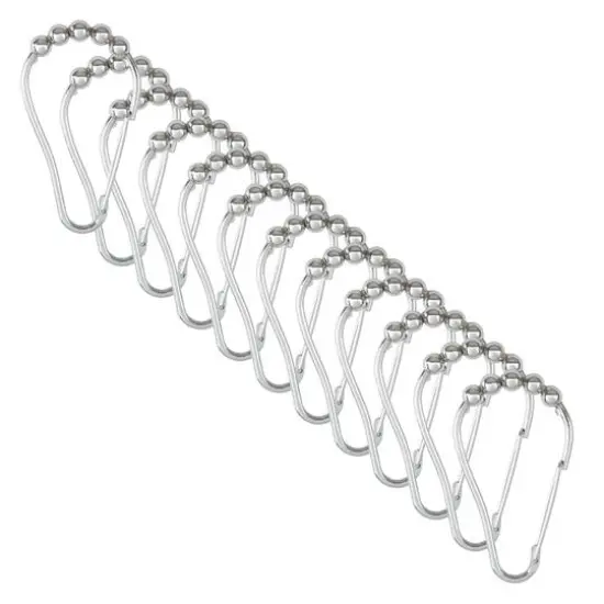 Bath Bliss Chrome 12 Piece Carabiner Shower Curtain Roller Rings {1}