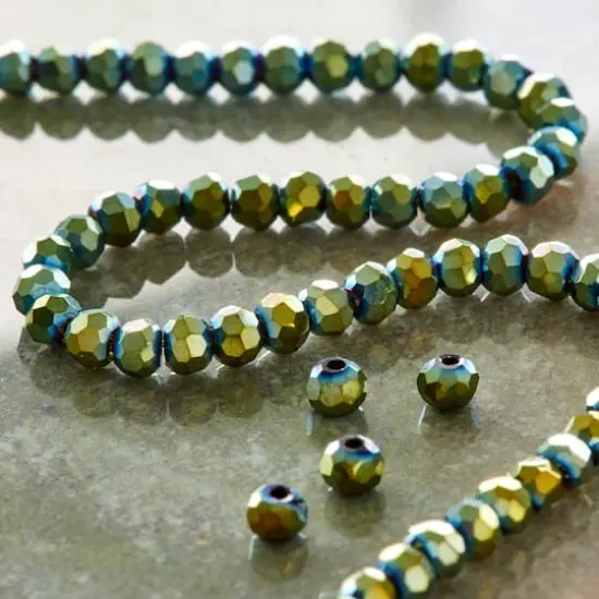 Green Iridescent Glass Faceted Beads, 3mm by Bead Landing&trade; {3}