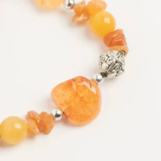 John Bead Crystal Orange-Dyed Citrine Natural Stone Bracelet {3}