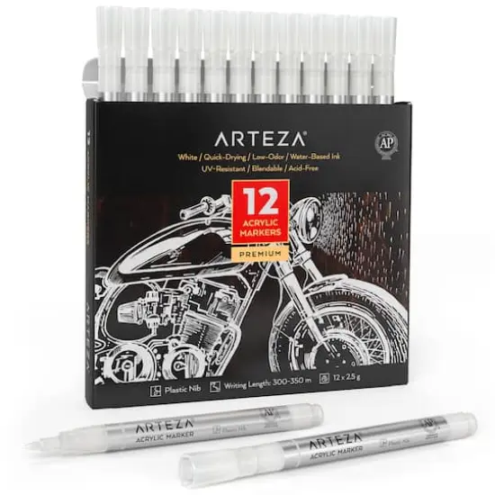 Arteza&reg; White Acrylic Paint Markers, 12ct. {1}