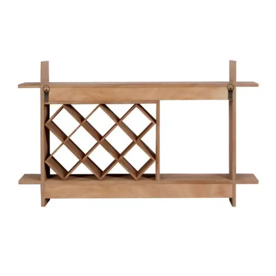 34" Brown Wood Farmhouse Wine Rack {7}