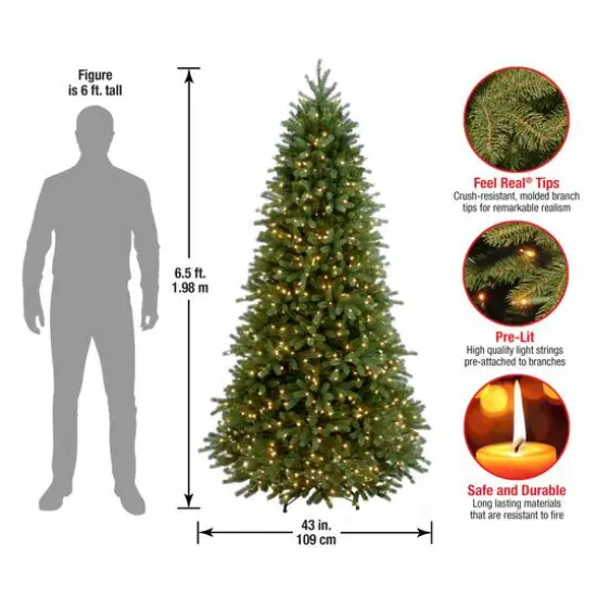 6.5 ft. Pre-Lit Jersey Fraser Fir Slim Artificial Christmas Tree, Clear Lights {7}