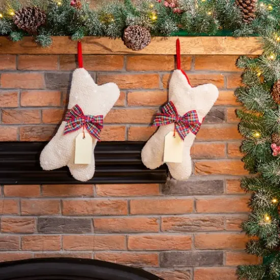 Glitzhome&reg; 12.5" Bone Shape Hooked Stockings, 2ct. {3}