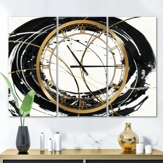 Designart 'Gold Metallic Circle Modern Multipanel Wall Clock {3}