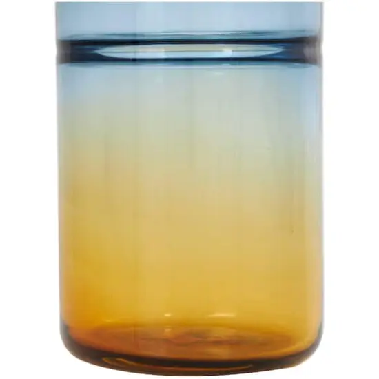 13" Blue & Yellow Ombre Glass Vase {6}