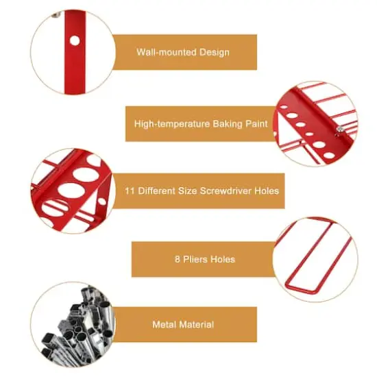 NEX&trade; 16.5" Red Power Tool Organizer Wall Shelf {5}
