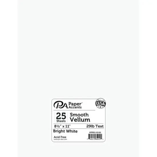 PA Paper™ Accents Bright White 8.5" x 11" 29lb. Vellum Cardstock Paper, 25 Sheets {1}