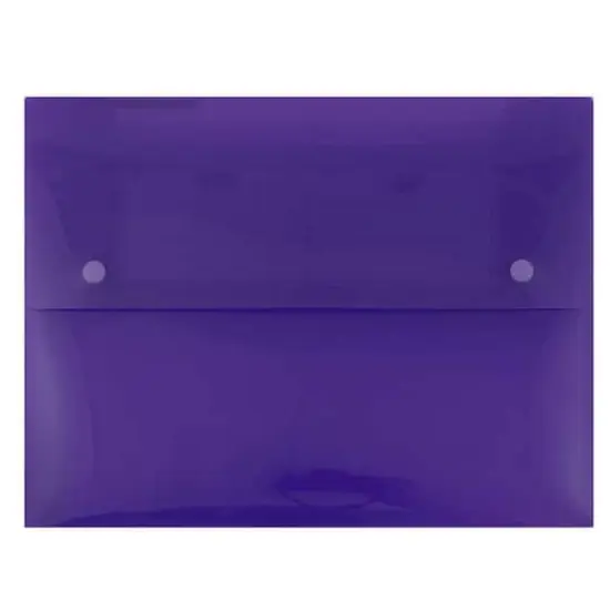 JAM Paper 9.5" x 12.5" Plastic Portfolio with Two Button Snap Closure Purple {4}