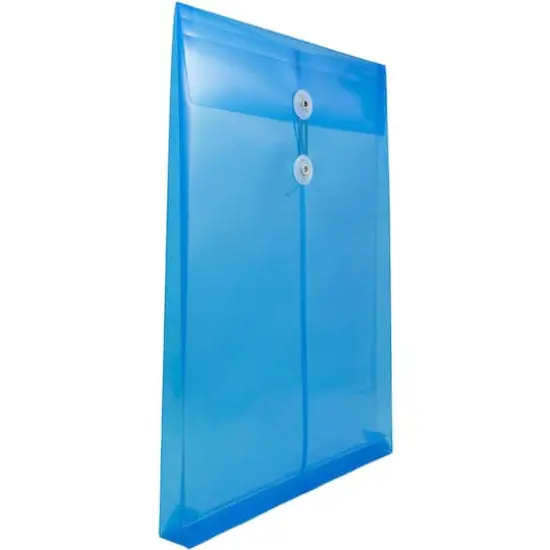 JAM Paper Legal Size Plastic Envelopes with Button & String Tie Closure, 12ct. Blue {5}