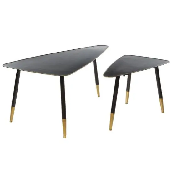 Black Metal Modern Accent Table Set {3}